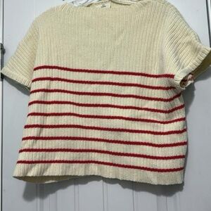Entro Cream and Red Striped Knit Top